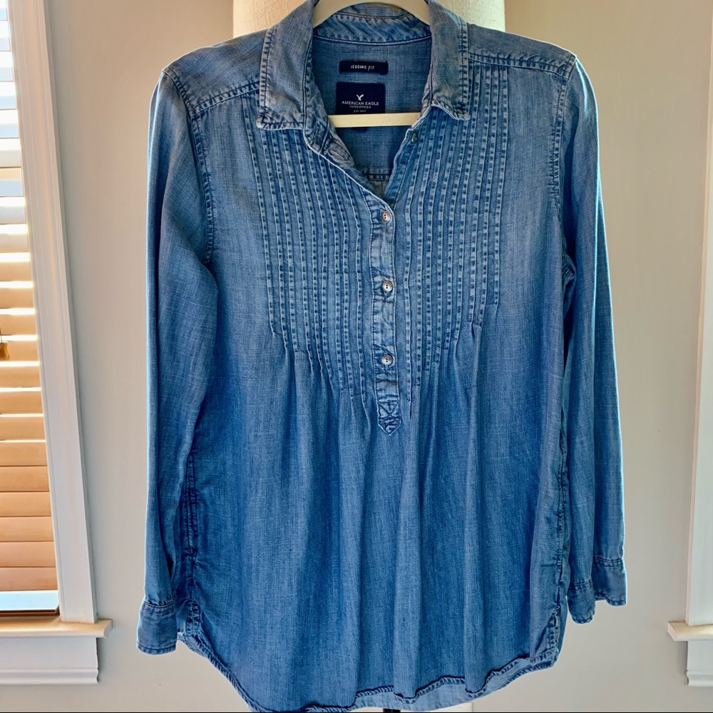 American Eagle chambray denim tunic shirt